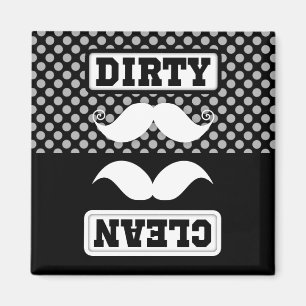 Imán Negro Gris Polka Patrón de puntos Mustache Limpiar