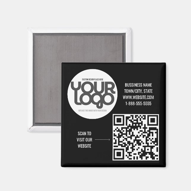 Imán Negro moderno personalizable (Anverso/Reverso)