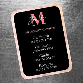 Imán Negro Rosa y Blanco Números Importantes Monogramad
