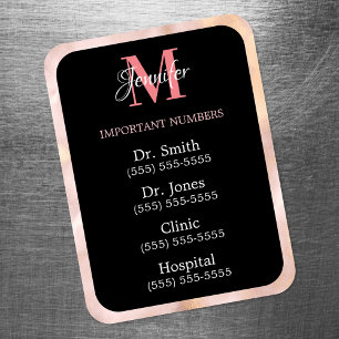 Imán Negro Rosa y Blanco Números Importantes Monogramad