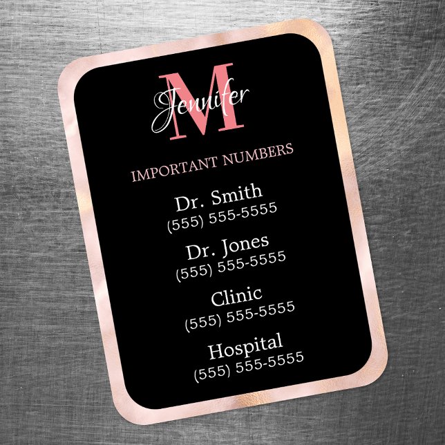 Imán Negro Rosa y Blanco Números Importantes Monogramad (Subido por el creador)