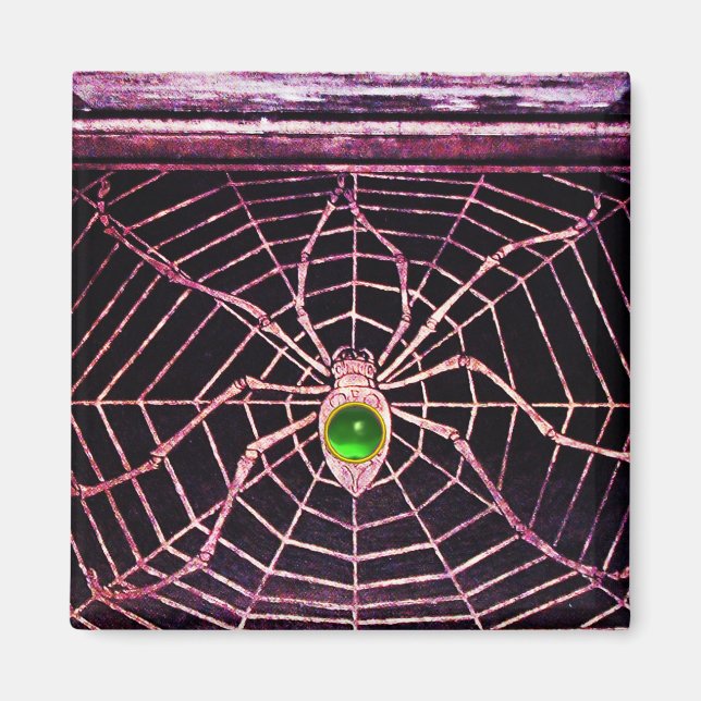Imán Negro verde esmeralda SPIDER Y WEB (Frente)
