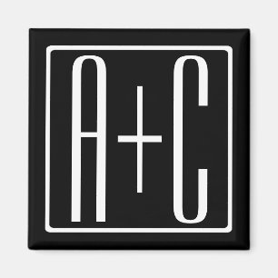 Imán Negro y Blanco   Iniciales de Parejas