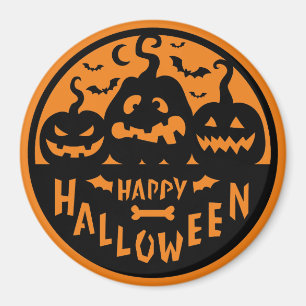 Imán Negro y Naranja Feliz Halloween