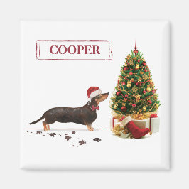 Imán Negro y Tan Dachshund Navidades graciosos perro
