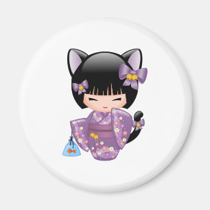 Imán Neko Kokeshi Doll - Chica Geisha