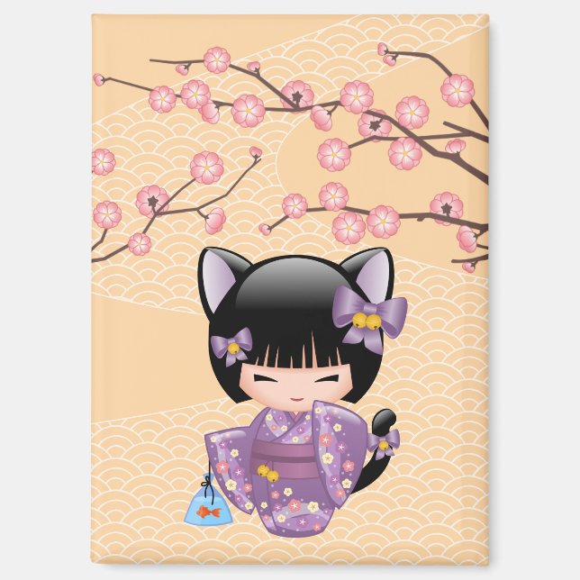 Imán Neko Kokeshi Doll - Chica Geisha (Anverso)