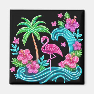 Imán Neon Flamingo Tropical