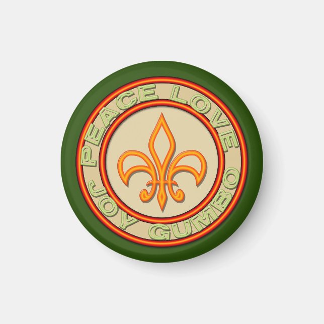 Imán Neon Fleur de Lis Peace Love Gumbo (Frente)