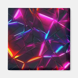 Imán Neón Geométrico Abstracto Futurista Cyberpunk