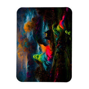 Imán Neon Ghosts en un entorno de fantasía