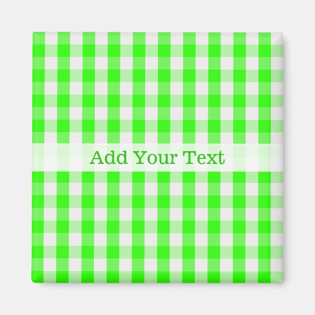 Imán Neon Green Gingham Pattern de Shirley Taylor (Frente)
