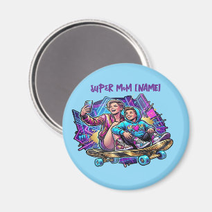 Imán Neón Magnético: Arte de Skate de Madre e Hijo