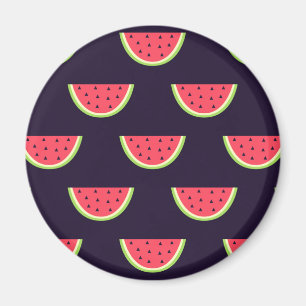 Imán Neon Watermelon sobre el patrón púrpura