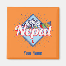 Imán Nepal: Montañas retro marca vacaciones vintage