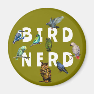 Imán NERD de AVE, loros, búho, palomas, kookaburra