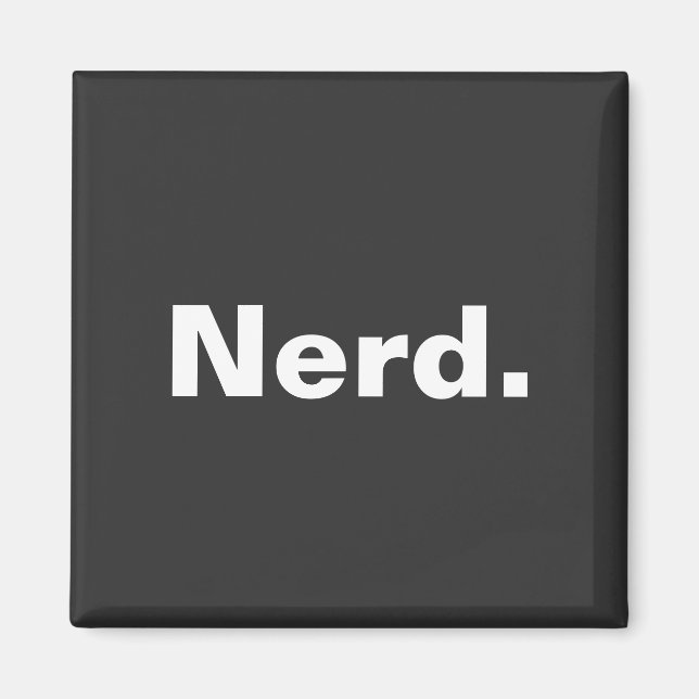Imán Nerd una palabra minimalismo de texto blanco diseñ (Frente)