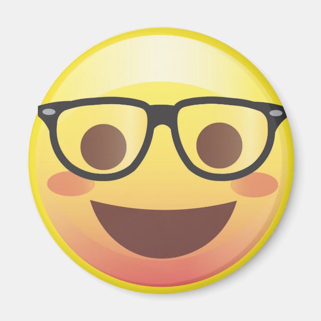 Imán Nerdy Glasses Happy Emoji Magnet (Frente)