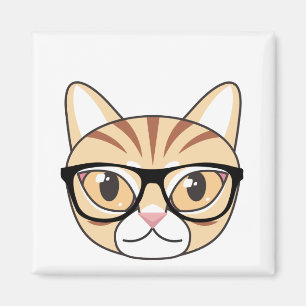 Imán Nerdy Tabby Cat con gafas