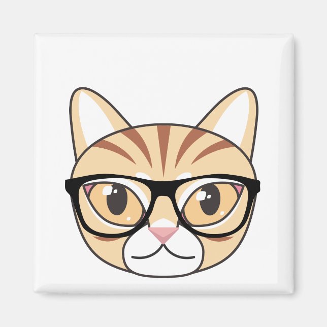 Imán Nerdy Tabby Cat con gafas (Frente)