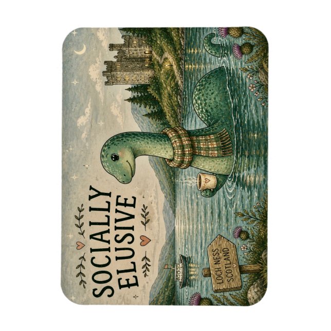 Imán Nessie Críptida Acojedora Socialmente Esquiva Loch (Vertical)