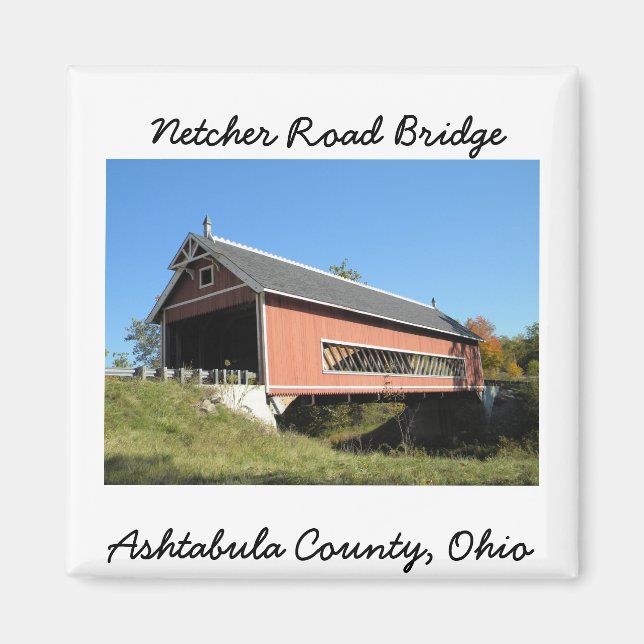 Imán Netcher Rd Covered Bridge Ashtabula County Ohio (Frente)