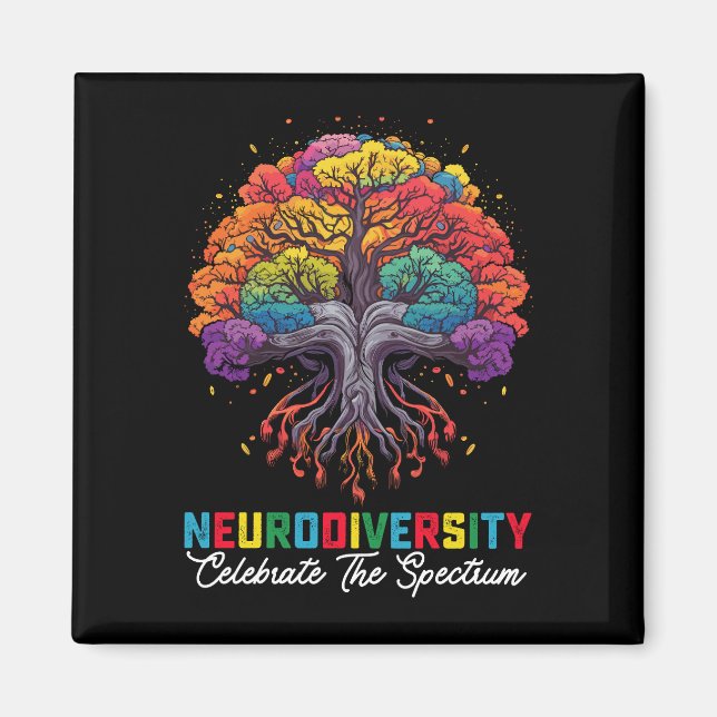 Imán Neurodiversidad Celebra El Espectro Autismo (Frente)
