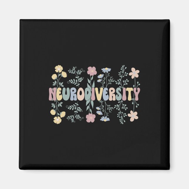 Imán Neurodiversidad Flores Autismo Neurodivergente 1 (Frente)