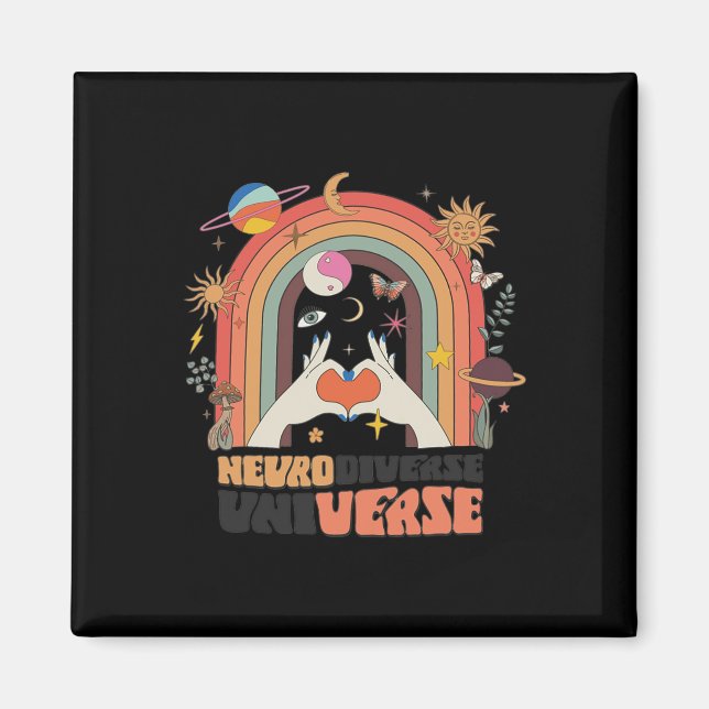 Imán Neurodiverso Universo Celestial Retro Autismo Cons (Frente)