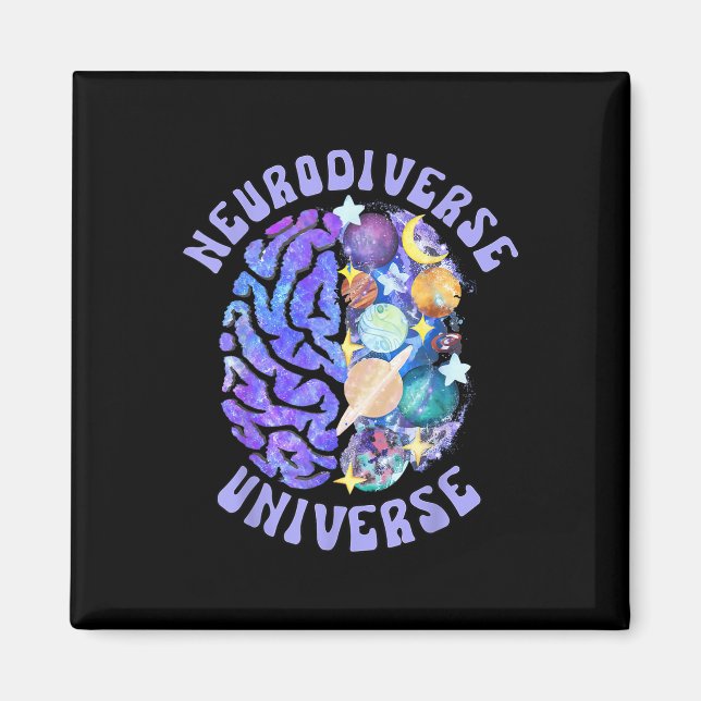 Imán Neurodiverso Universo Neurodiversidad Cerebro Adhd (Frente)