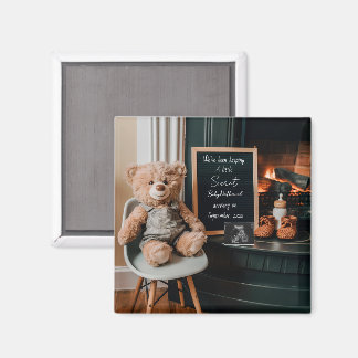 Imán Neutral modern minimal pregnancy announcement gift