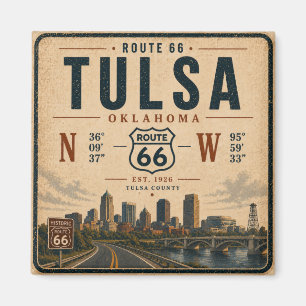 Imán Nevera de la Ruta 66 de Tulsa Coordenadas Monument