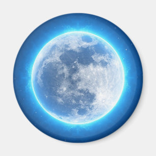 Imán Nevera redonda con luna iluminada