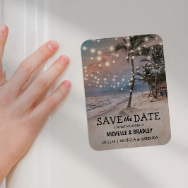 Imán Nevera Tropical Vintage Beach Lights Save the Date