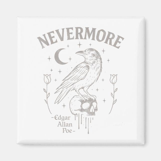 Imán Nevermore Raven Skull Art, Gothic Edgar Allan Poe (Frente)