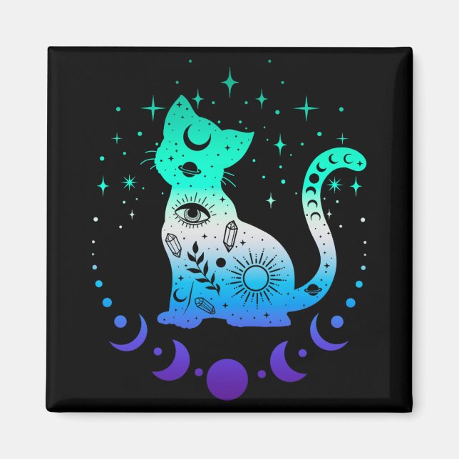 Imán New Blue Gay Male Mlm Pride Flag, Astrology Cat  (Frente)