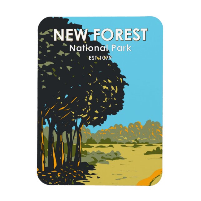 Imán New Forest National Park England Vintage (Vertical)