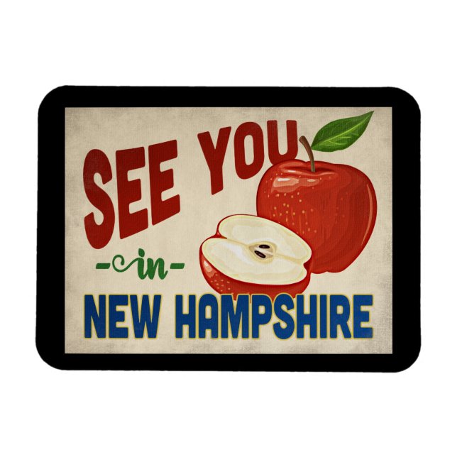 Imán New Hampshire Apple - Viajes de época (Horizontal)