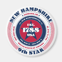 Imán New Hampshire Circle Typography Souvenir Magnet
