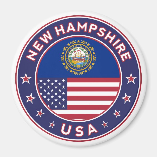 Imán New Hampshire, pegatina de New Hampshire, (Frente)