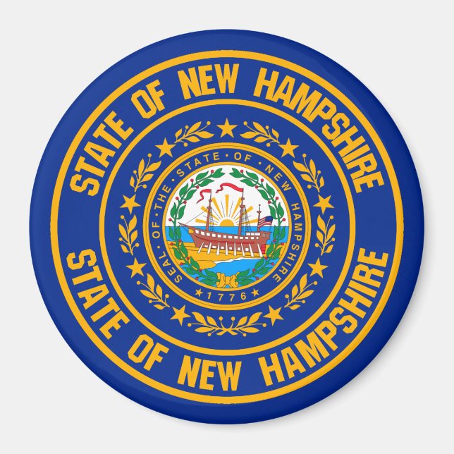 Imán New Hampshire Round Emblem (Frente)