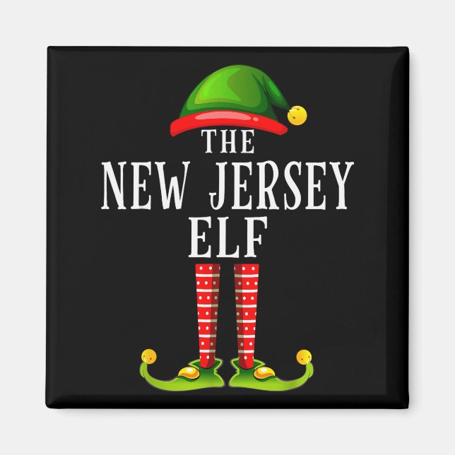 Imán New Jersey Elf Christmas Matching Family Group Pjs (Frente)
