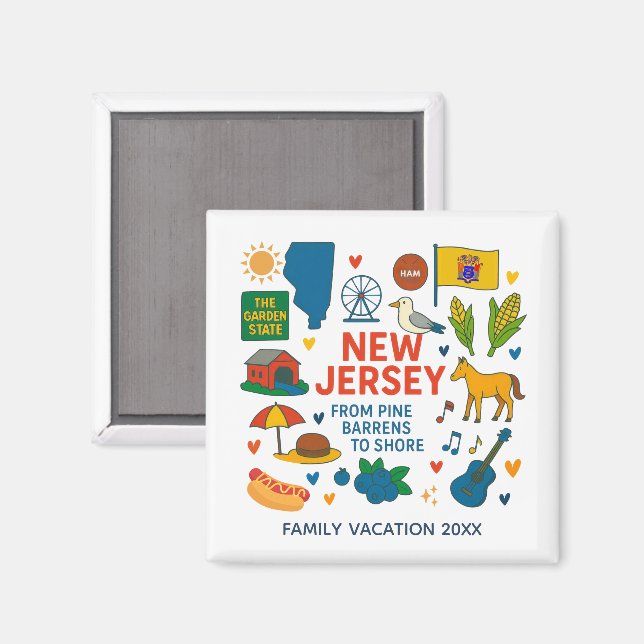 Imán New Jersey Family Trip Keepsake Custom Magnet (Anverso/Reverso)