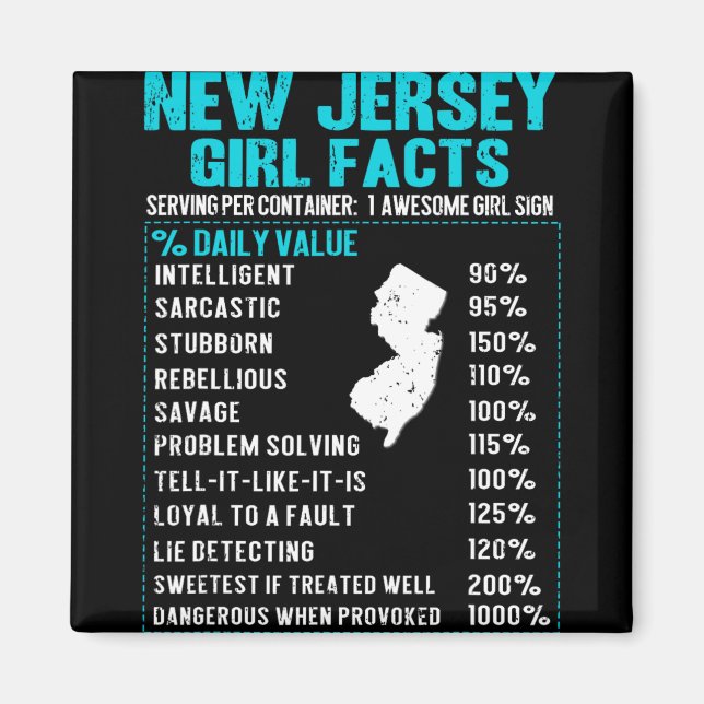Imán New Jersey Girl Facts Funny Birthday Gift Born In  (Frente)