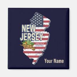 Imán New Jersey United States Retro Map USA Souvenir