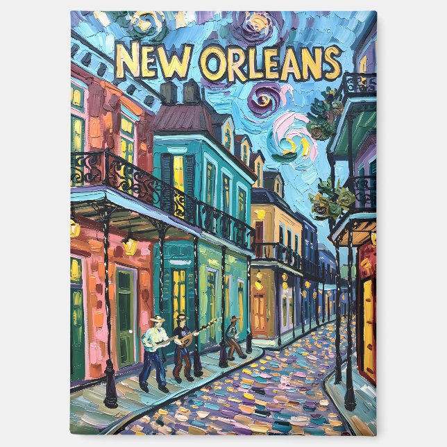 Imán New Orleans French Quarter Travel Van Gogh Style (Anverso)