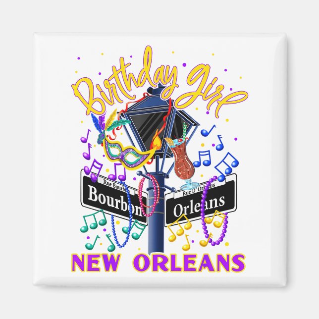Imán New Orleans Girls' Birthday French Quarter Girls T (Frente)