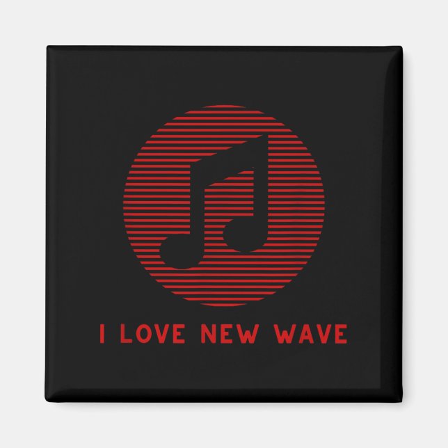 Imán New Wave Music Red And Black Funny 70's 80's Music (Frente)