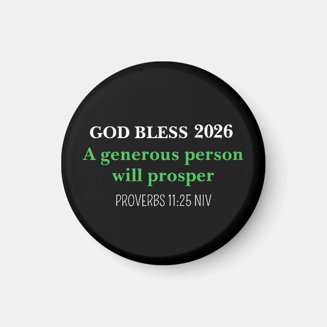Imán New Year 2026 Blessings Festive Simple Black (Frente)