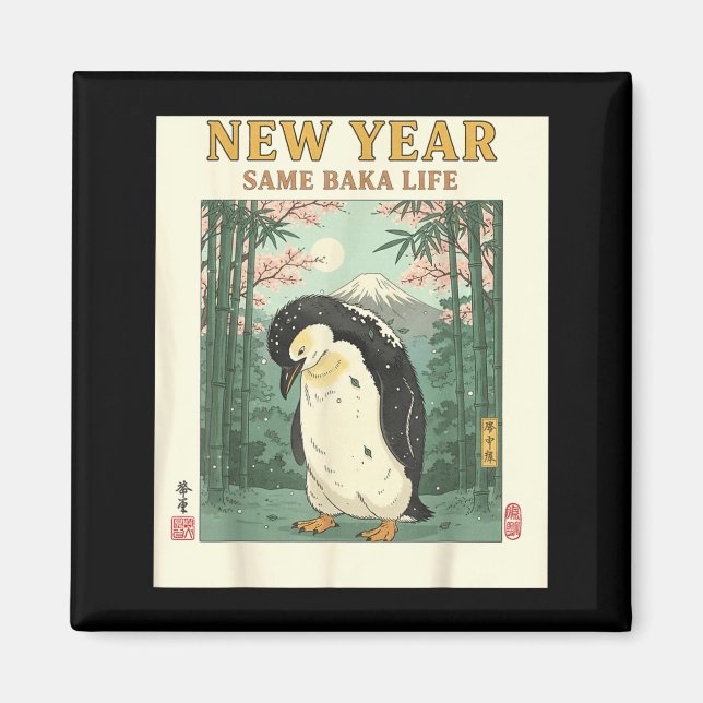 Imán New Year Same Baka Life Penguin New Year 2026 Reso (Frente)